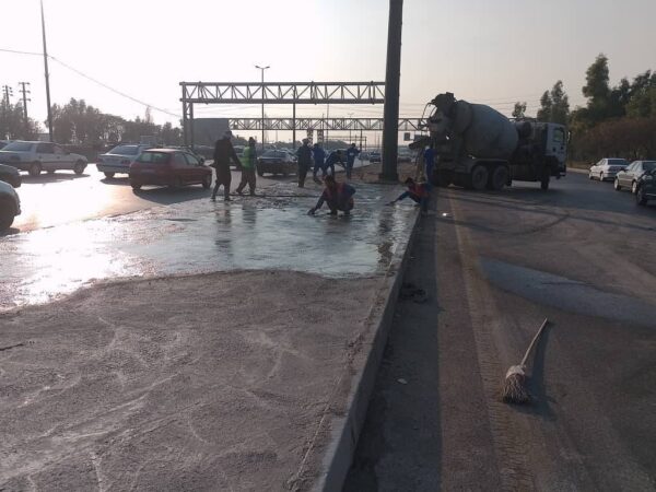 آغاز عملیات بتن‌ریزی جزیره میانی بزرگراه آزادگان توسط شهرداری منطقه ۱۹