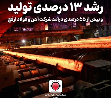 رشد ۱۳ درصدی تولید و بیش از ۵۵ درصدی درآمد شرکت آهن و فولاد ارفع