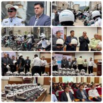 بیمه دی با همکاری پلیس راهور به موتورسواران قانون‌مند کلاه ایمنی اهدا کرد